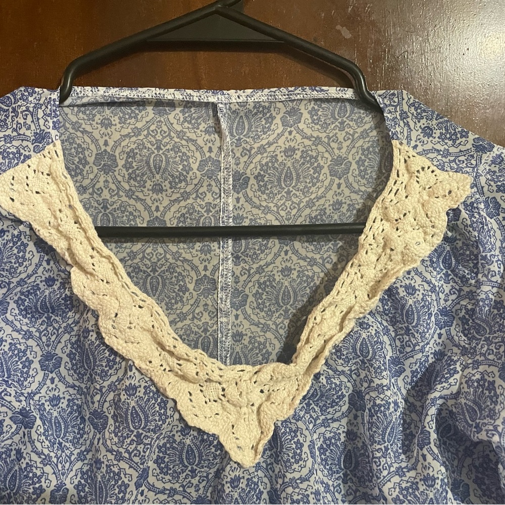 Bathing suits cover blue pattern and lace size small